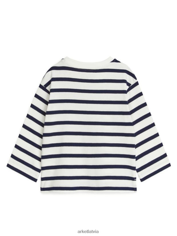 bērni ARKET tops ar garām piedurknēm apģērbs balts/zils DT8RBB1766