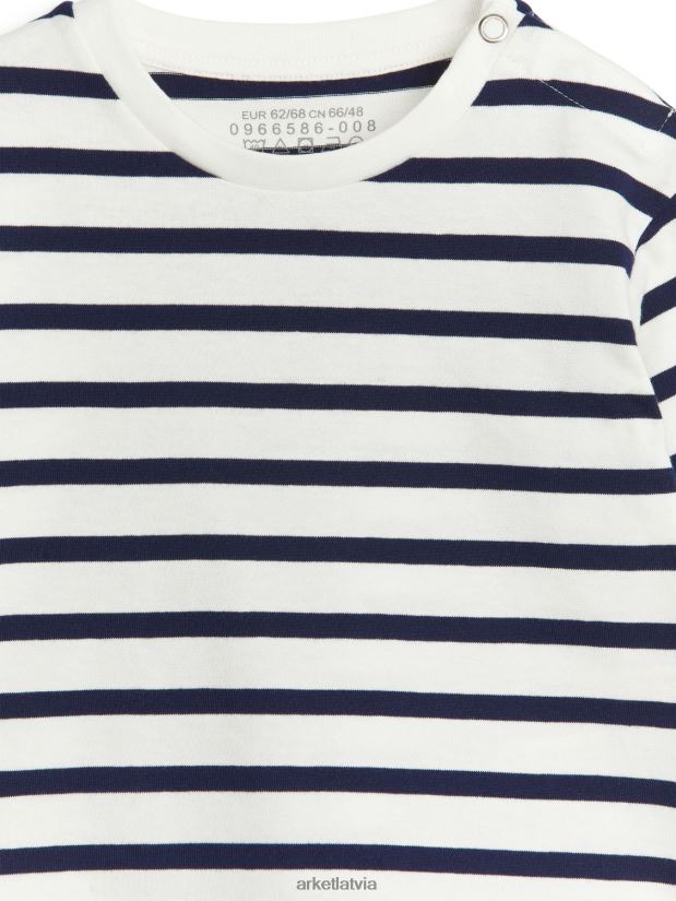 bērni ARKET tops ar garām piedurknēm apģērbs balts/zils DT8RBB1766