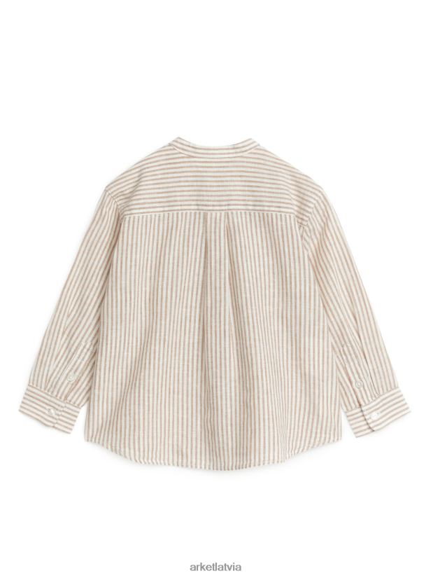 bērni ARKET Henley lina krekls apģērbs bēšs/balts DT8RBB1473