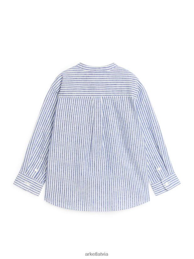 bērni ARKET Henley lina krekls apģērbs zila/svītra DT8RBB1484