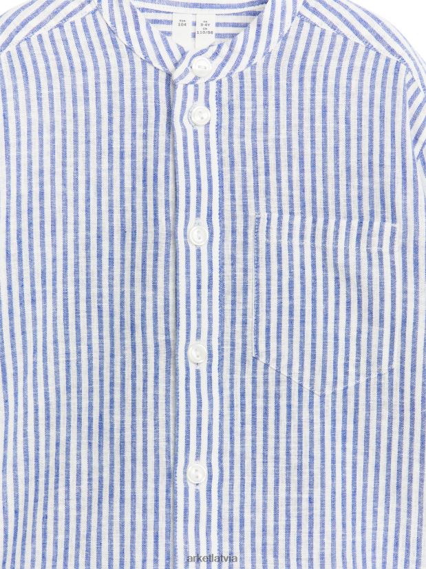 bērni ARKET Henley lina krekls apģērbs zila/svītra DT8RBB1484