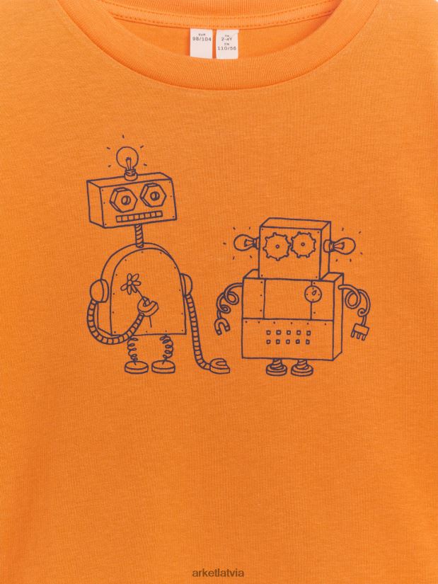 bērni ARKET lielizmēra t-krekls apģērbs apelsīns/roboti DT8RBB1482