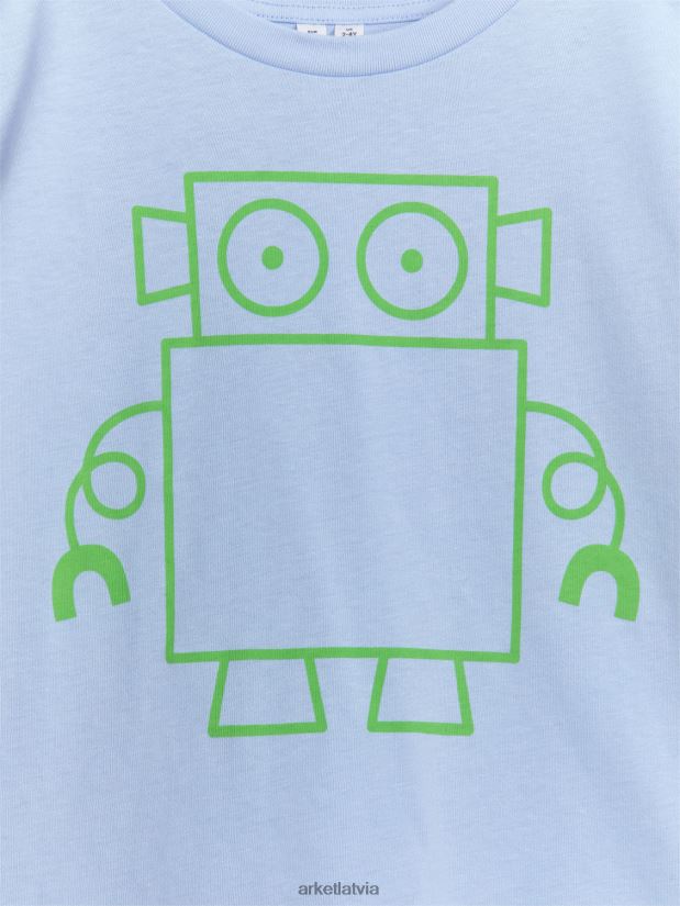 bērni ARKET lielizmēra t-krekls apģērbs gaiši zils/robots DT8RBB1457
