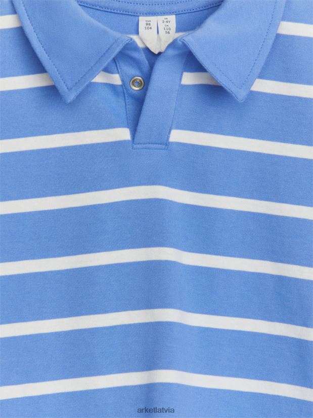 bērni ARKET polo krekls ar īsām piedurknēm apģērbs zils/balts DT8RBB1436