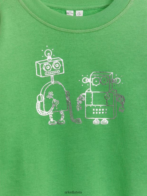 bērni ARKET relaksēts sporta krekls apģērbs zaļš/roboti DT8RBB1487