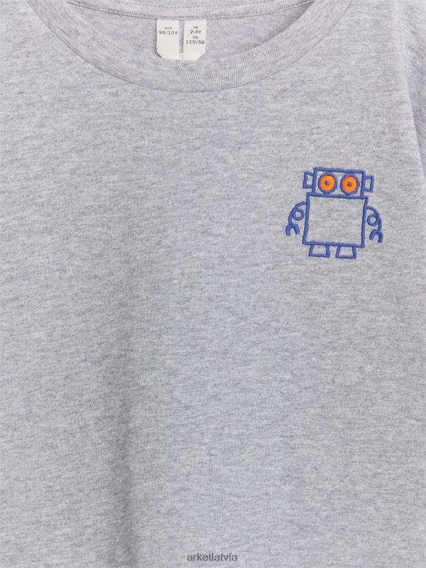 bērni ARKET t-krekls ar garām piedurknēm apģērbs pelēks melanžs/robots DT8RBB1485