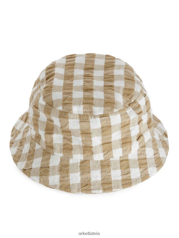 bērni ARKET seersucker bucket cepure Piederumi bēšs/balts DT8RBB1691