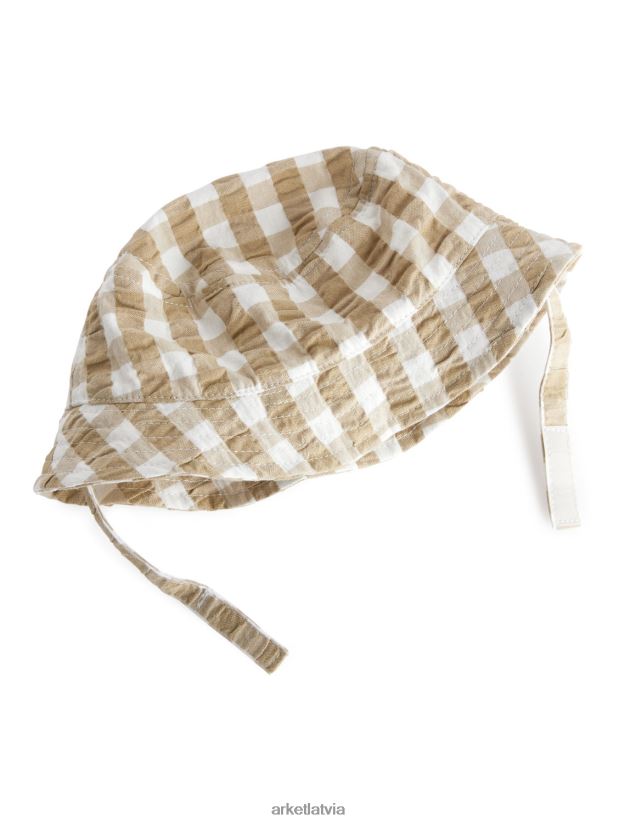 bērni ARKET seersucker bucket cepure Piederumi bēšs/balts DT8RBB1691