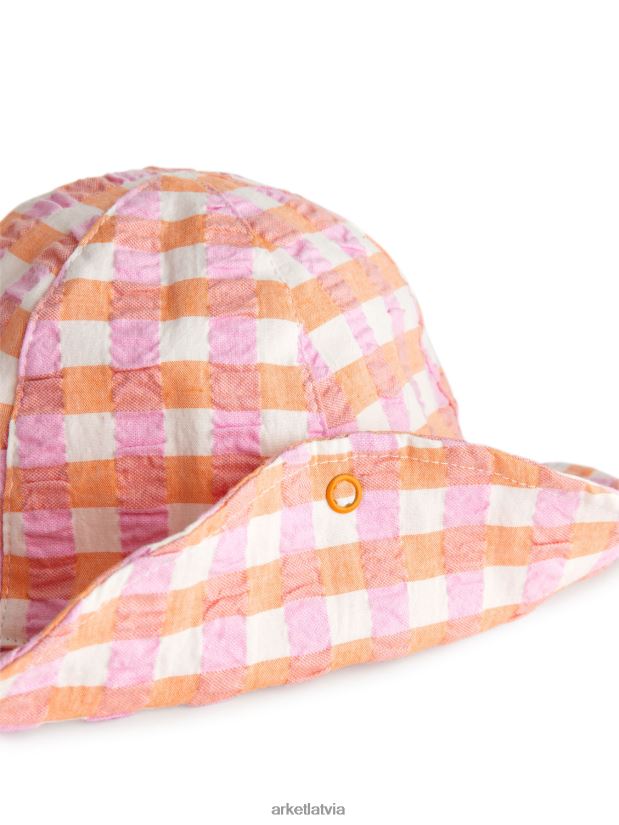 bērni ARKET seersucker saules cepure Piederumi oranžs/čeks DT8RBB1636
