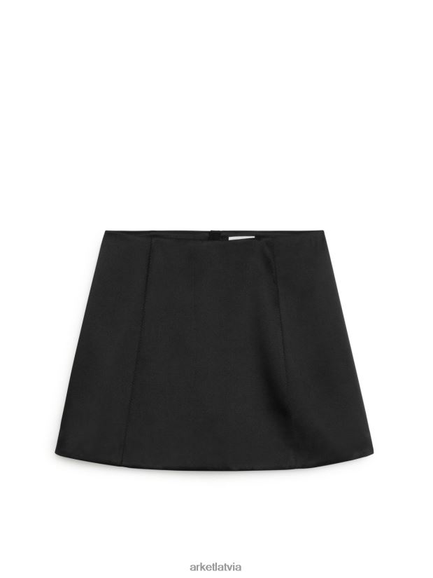 sievietes ARKET satīna mini svārki apģērbs melns DT8RBB236