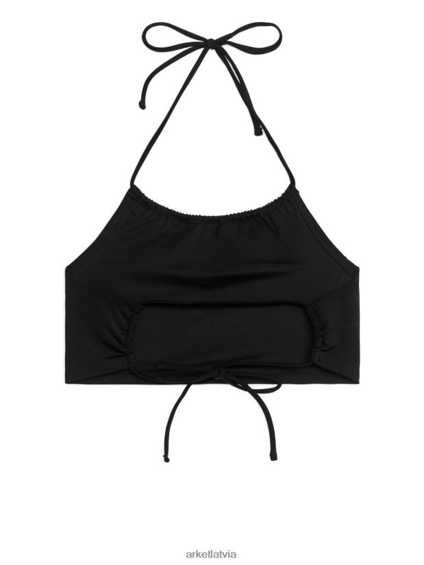 sievietes ARKET bikini tops ar apkakli apģērbs melns DT8RBB586