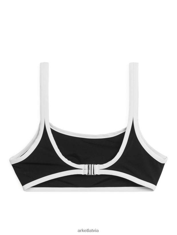 sievietes ARKET kontrasta bikini tops apģērbs melns balts DT8RBB608
