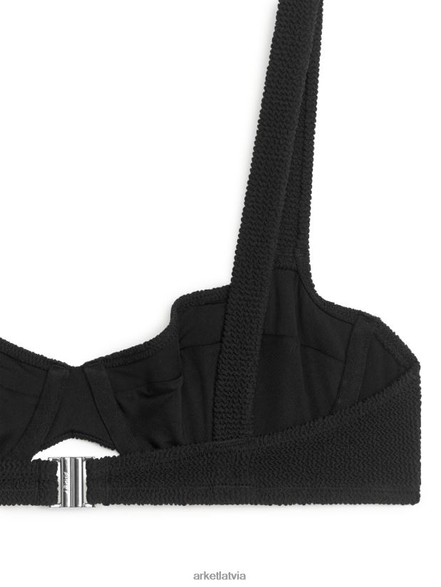 sievietes ARKET krokota vadu bikini augšdaļa apģērbs melns DT8RBB594
