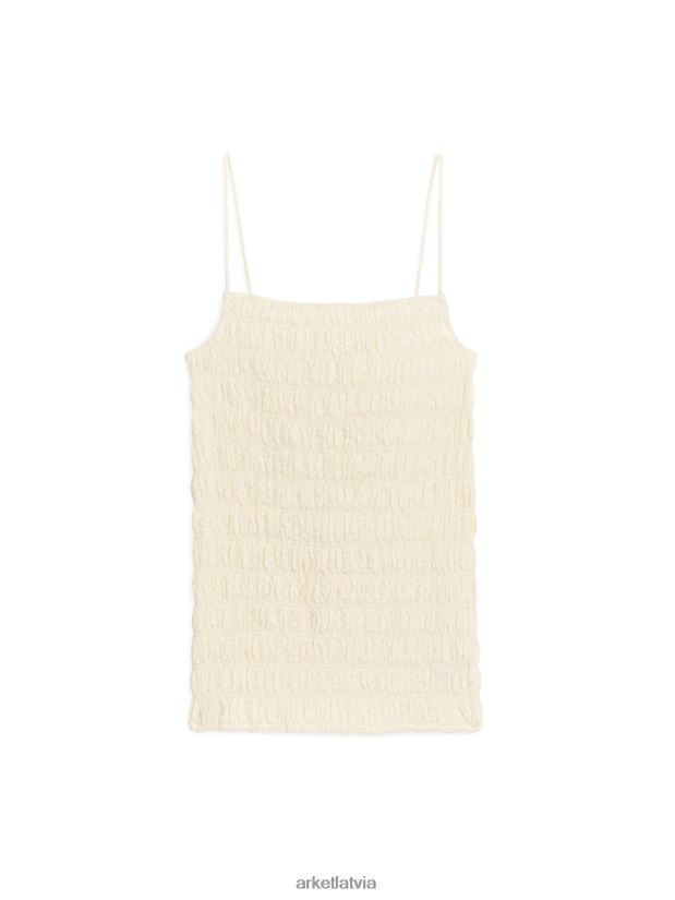 sievietes ARKET seersucker smock top apģērbs gandrīz balts DT8RBB278