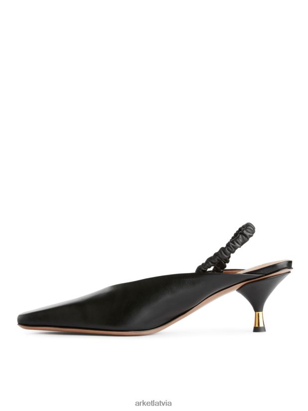 sievietes ARKET slingback ādas sūkņi apavi melns DT8RBB698