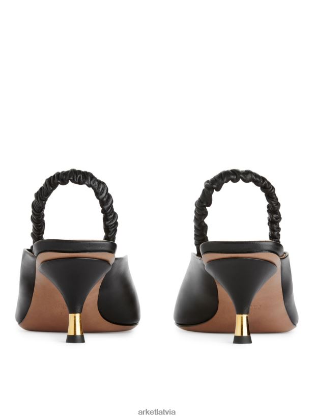 sievietes ARKET slingback ādas sūkņi apavi melns DT8RBB698