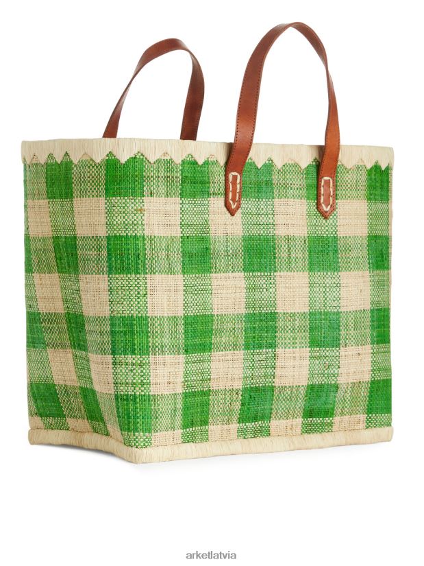 unisex ARKET amatniecības liela rafijas soma pasaule somas zaļš/bēšs DT8RBB630