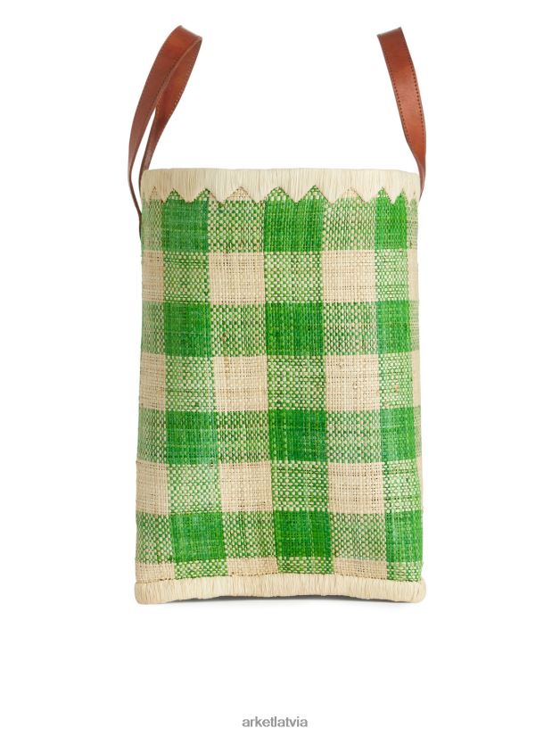 unisex ARKET amatniecības liela rafijas soma pasaule somas zaļš/bēšs DT8RBB630
