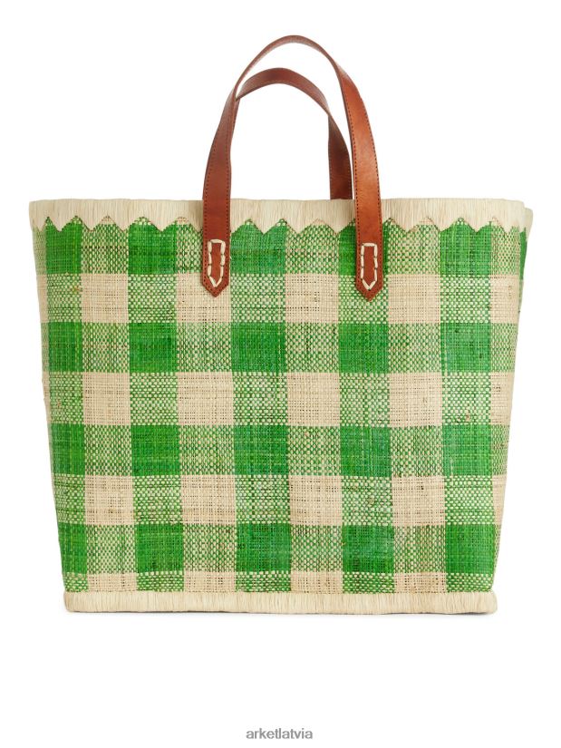 unisex ARKET amatniecības liela rafijas soma pasaule somas zaļš/bēšs DT8RBB630