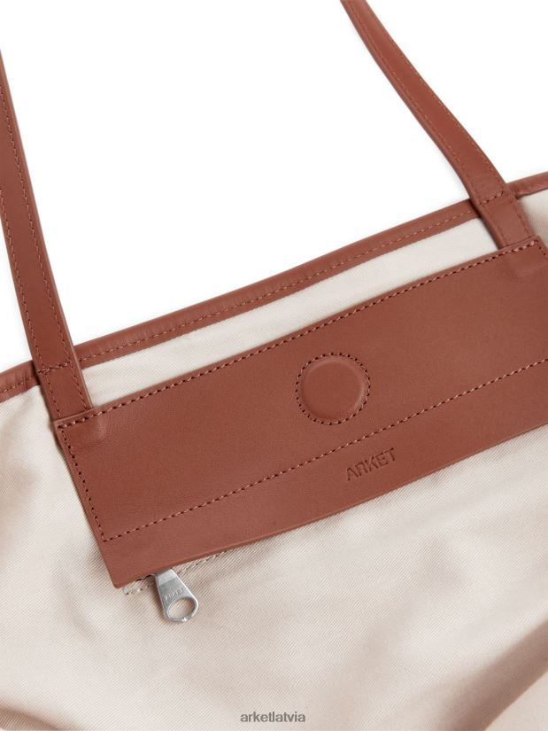 unisex ARKET audekla toba ar ādas detaļām somas gandrīz balts/konjaks DT8RBB750