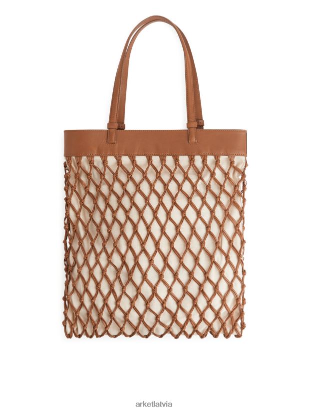 unisex ARKET pīts ādas toba somas brūns / gandrīz balts DT8RBB771
