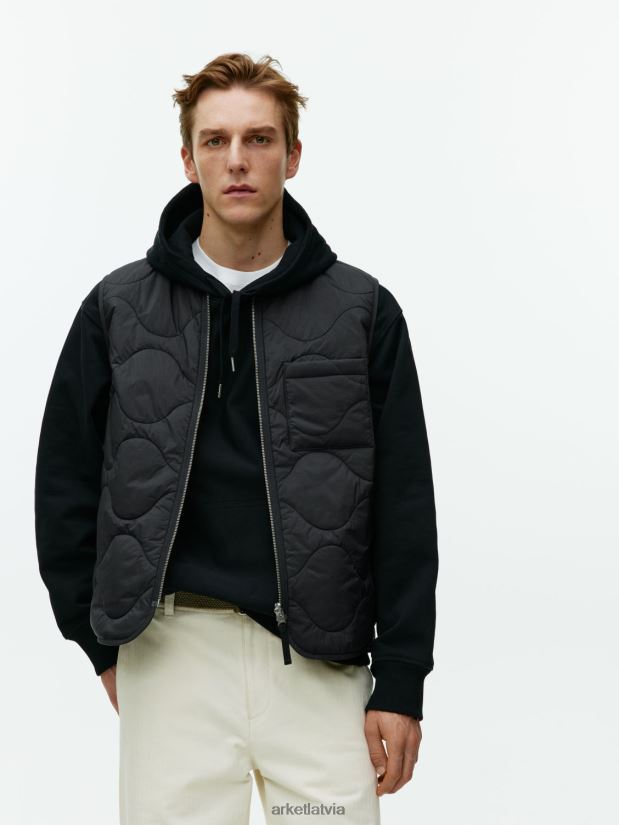 vīriešiem ARKET stepēta oderes veste apģērbs melns DT8RBB1160