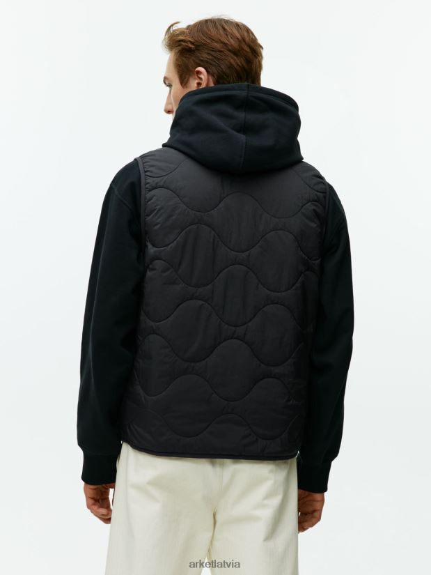 vīriešiem ARKET stepēta oderes veste apģērbs melns DT8RBB1160