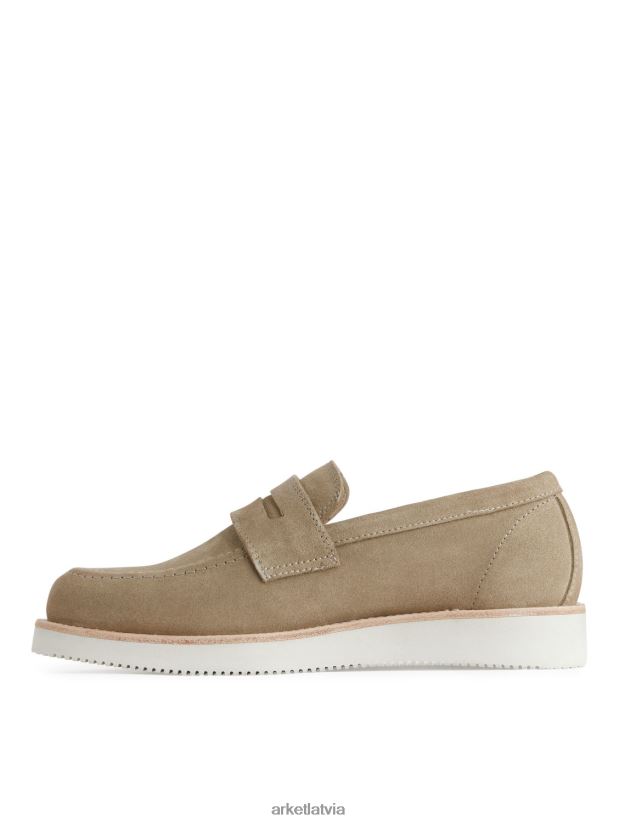 vīriešiem ARKET zamšādas-vibram loafers apavi bēšs DT8RBB1275
