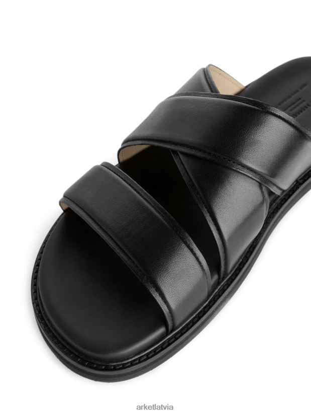 vīriešiem ARKET ādas bīdāmās sandales apavi melns DT8RBB1272